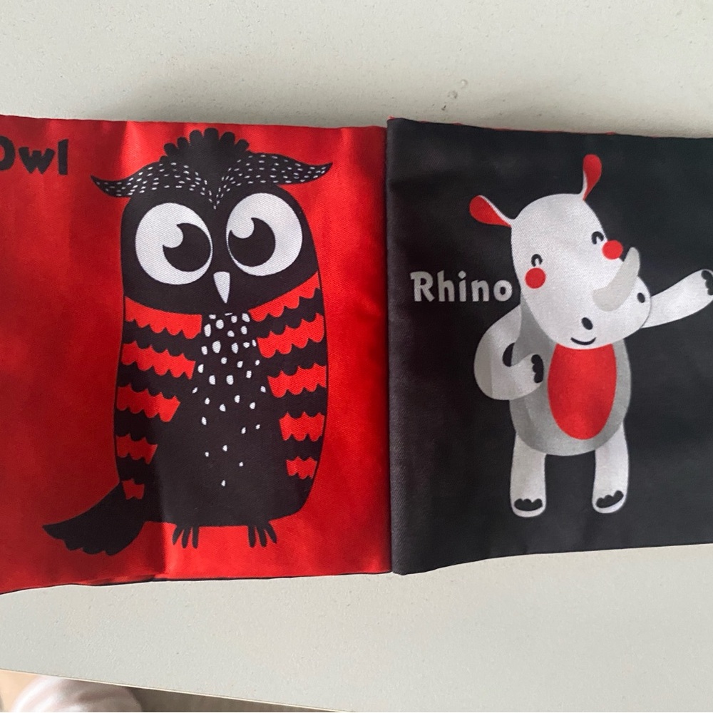 Kids Animal Print Fabric Book - Red and Black